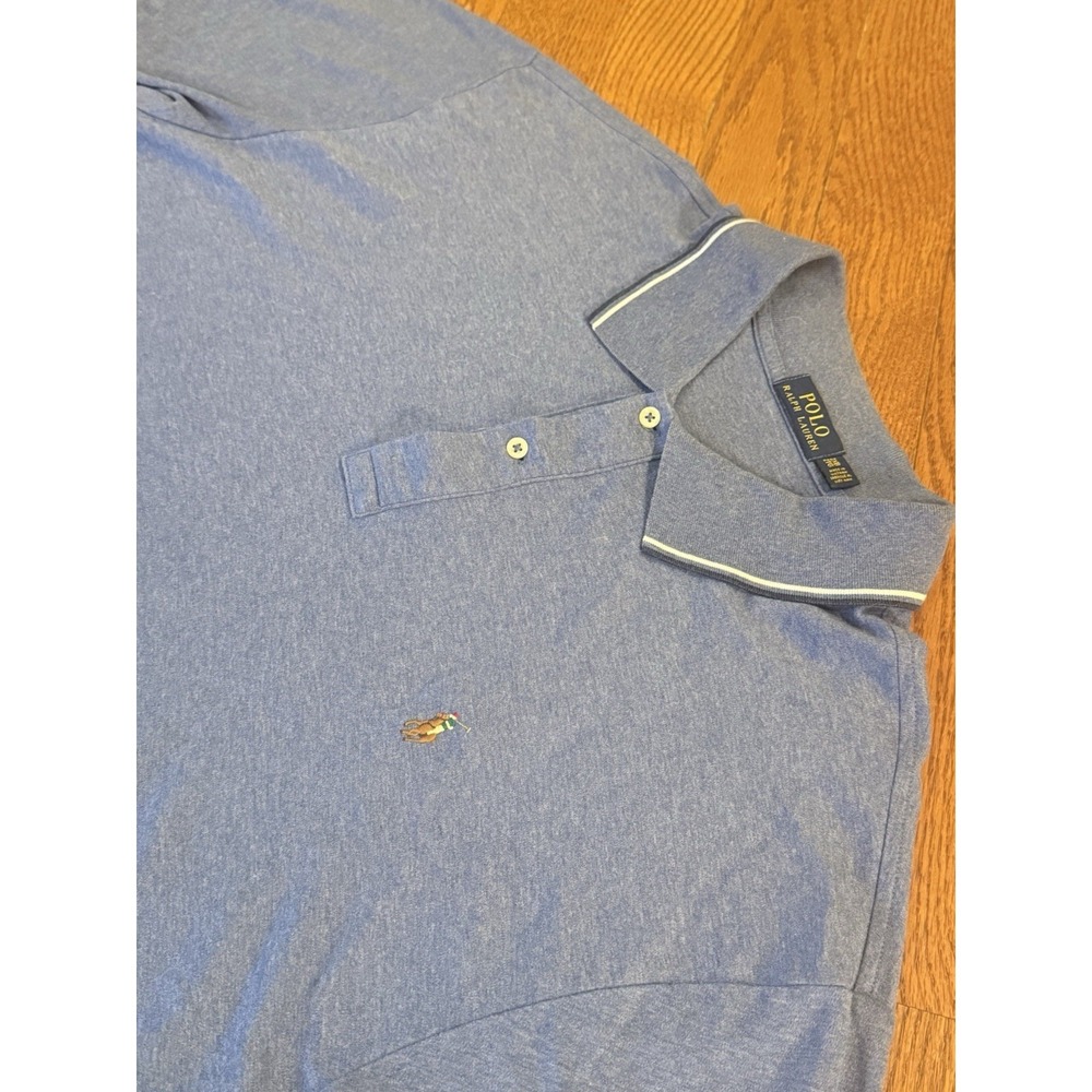 Polo Ralph Lauren Shirt Men's 2XB Heather Blue Grey Pima Soft Touch Flesh Pony